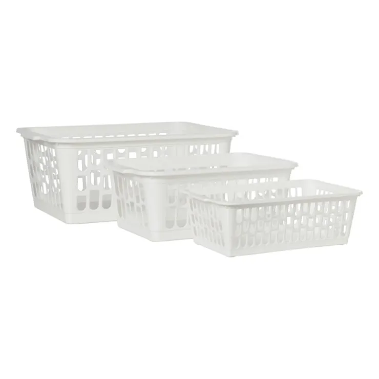 Xenos Mandje wit - 14.5x34x24 cm- Opbergbakken