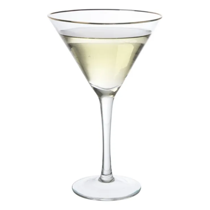 Xenos Martiniglas gouden rand - glas - 220 ml- Cocktailglazen