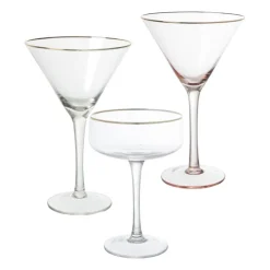 Xenos Martiniglas gouden rand - glas - 220 ml- Cocktailglazen