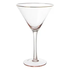 Xenos Martiniglas roze gouden rand - glas - 220 ml- Cocktailglazen