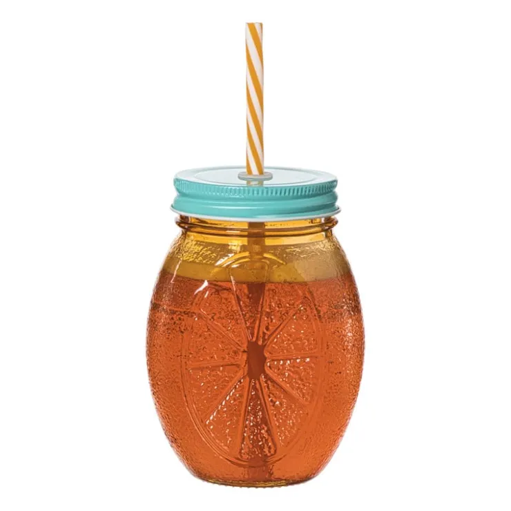 Xenos Mason jar citroen - oranje - 450 ml- Mason Jars