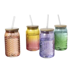 Xenos Mason jar iriserend - groen - ø7.5x14 cm- Mason Jars