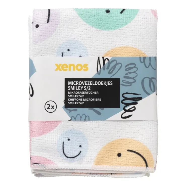 Xenos Microvezeldoekjes smiley - set van 2- Schoonmaakdoekjes