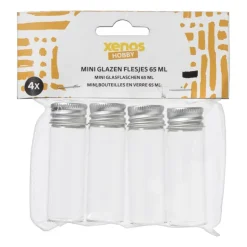 Xenos Mini glazenflesjes - 4x16 ml - set van 4- Voorraadpotten