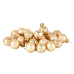 Xenos Mini kerstbal - champagne - set van 24- Kerstballen
