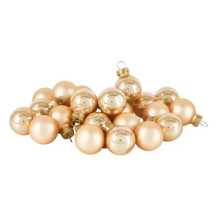 Xenos Mini kerstbal - champagne - set van 24- Kerstballen