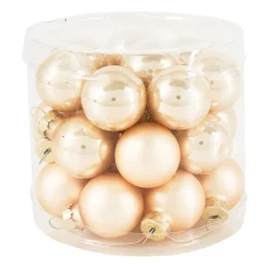 Xenos Mini kerstbal - champagne - set van 24- Kerstballen