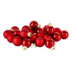 Xenos Mini kerstbal - rood - set van 24- Kerstballen