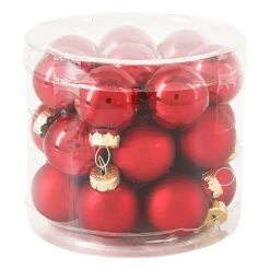 Xenos Mini kerstbal - rood - set van 24- Kerstballen