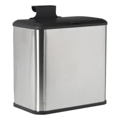 Xenos Mini prullenbak - zwart/zilverkleurig - 16.8x25x24.2 cm- Prullenbakken