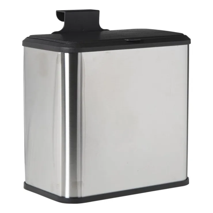Xenos Mini prullenbak - zwart/zilverkleurig - 16.8x25x24.2 cm- Prullenbakken