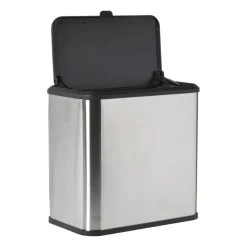 Xenos Mini prullenbak - zwart/zilverkleurig - 16.8x25x24.2 cm- Prullenbakken