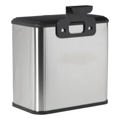 Xenos Mini prullenbak - zwart/zilverkleurig - 16.8x25x24.2 cm- Prullenbakken