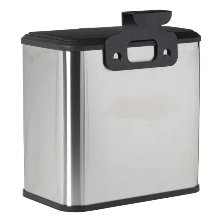 Xenos Mini prullenbak - zwart/zilverkleurig - 16.8x25x24.2 cm- Prullenbakken