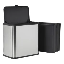 Xenos Mini prullenbak - zwart/zilverkleurig - 16.8x25x24.2 cm- Prullenbakken