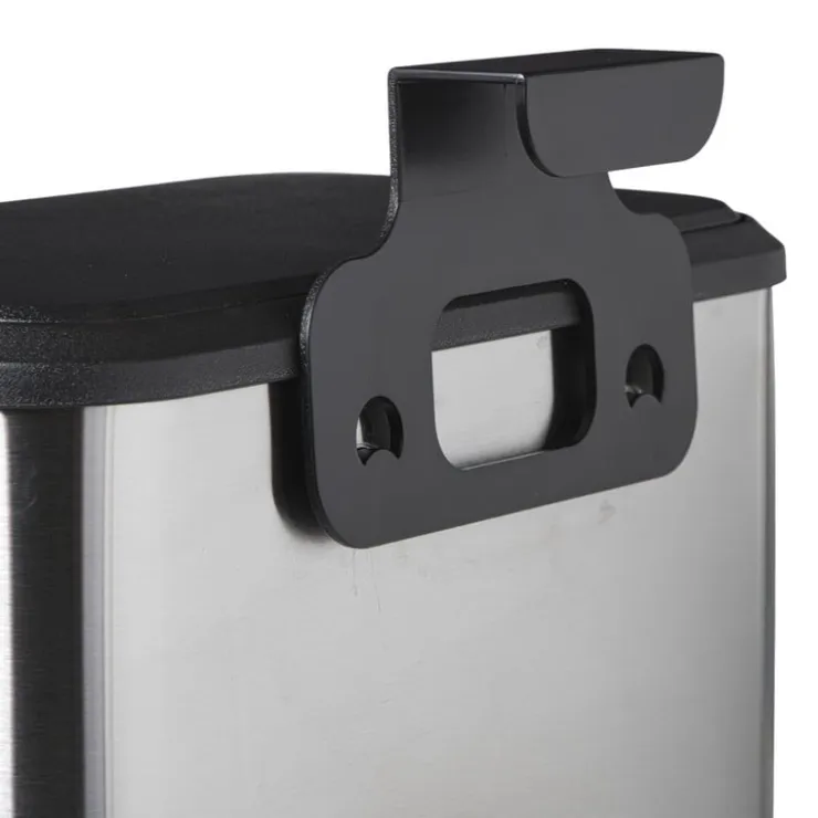 Xenos Mini prullenbak - zwart/zilverkleurig - 16.8x25x24.2 cm- Prullenbakken
