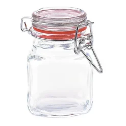 Xenos Mini voorraadpot met klemdeksel - vierkant - 100 ml- Voorraadpotten