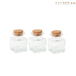 Xenos Mini voorraadpotje met kurk - set van 3 - 5 ml- Voorraadpotten
