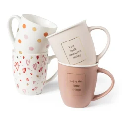 Xenos Mok met gouden tekst - roze - 380 ml- Mokken