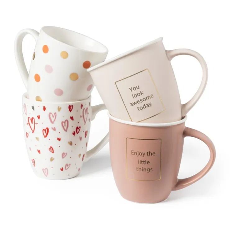 Xenos Mok met gouden tekst - roze - 380 ml- Mokken