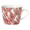 Xenos Mok Mirna blaadjes - rood/wit - 360 ml- Mokken