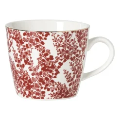 Xenos Mok Mirna blaadjes - rood/wit - 360 ml- Mokken
