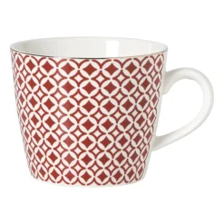Xenos Mok Mirna ruit - rood/wit - 360 ml- Mokken