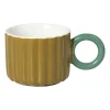 Xenos Mok ribbel - geel/groen - 200 ml- Mokken