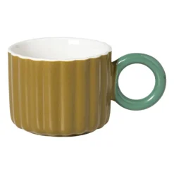 Xenos Mok ribbel - geel/groen - 200 ml- Mokken