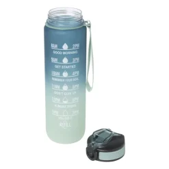 Xenos Motivatie waterfles - groen/blauw - 1 liter- Drinkflessen|Kerstcadeaus