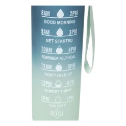 Xenos Motivatie waterfles - groen/blauw - 1 liter- Drinkflessen|Kerstcadeaus
