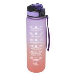 Xenos Motivatie waterfles - paars/roze - 1 liter- Drinkflessen|Kerstcadeaus