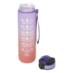 Xenos Motivatie waterfles - paars/roze - 1 liter- Drinkflessen|Kerstcadeaus