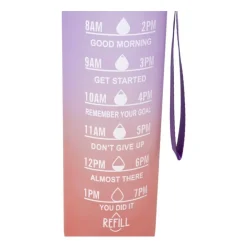 Xenos Motivatie waterfles - paars/roze - 1 liter- Drinkflessen|Kerstcadeaus
