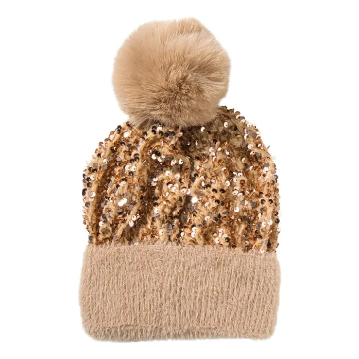 Xenos Muts glitter - champagnekleurig- Winterartikelen