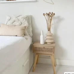Xenos Nachtkastje Java met lade - bruin - 50x40x30 cm- Nachtkastjes