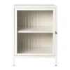 Xenos Nachtkastje Luca met geribbeld glazen deurtje - offwhite - 55.5x40x32 cm- Nachtkastjes