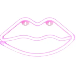 Xenos Neon LED lamp lippen - roze - 15x28x2 cm- Led Lampen