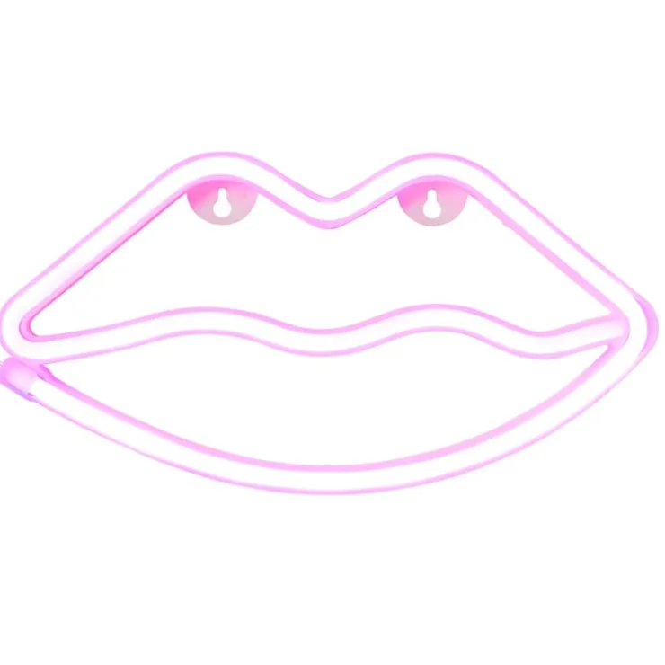 Xenos Neon LED lamp lippen - roze - 15x28x2 cm- Led Lampen