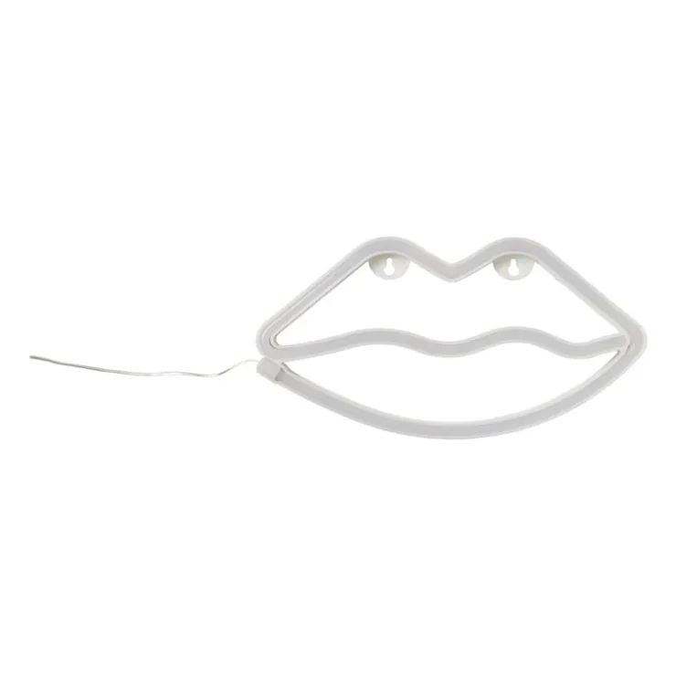 Xenos Neon LED lamp lippen - roze - 15x28x2 cm- Led Lampen