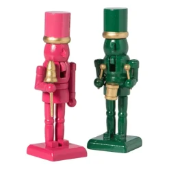 Xenos Notenkraker beeldje - groen - 12.5 cm- Kerstcadeaus|Kerstfiguren