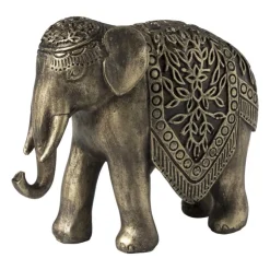 Xenos Olifant - goudkleurig - 11x14x5 cm- Decoratieve Beelden