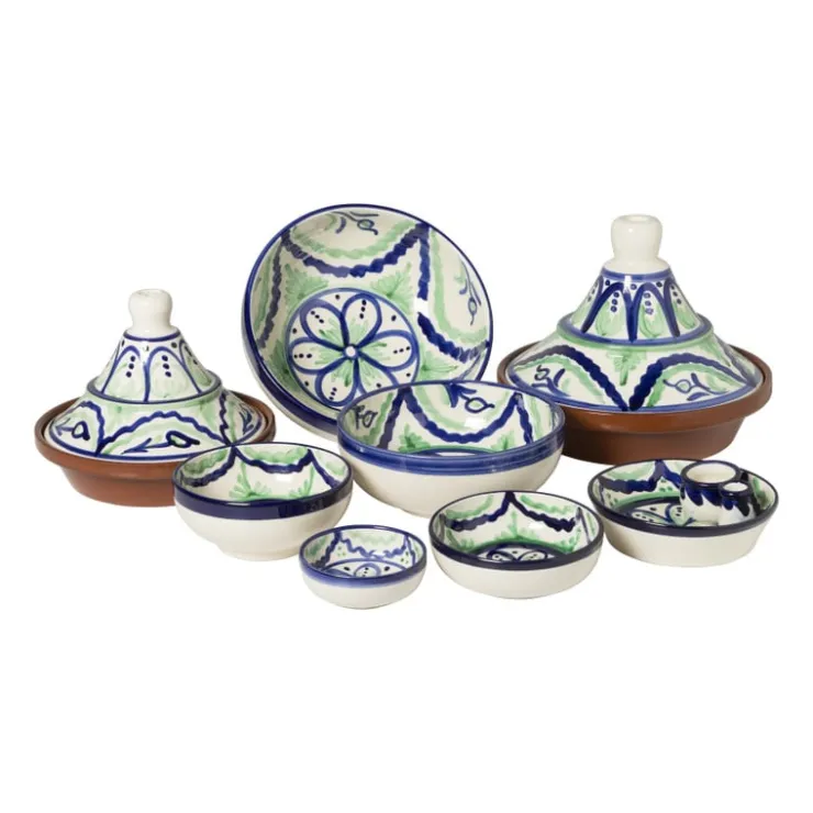 Xenos Olijvenbakje flor - groen/blauw - 16 cm- Schalen