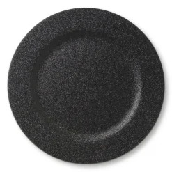 Xenos Onderbord glitter - zwart - ø33 cm- Borden