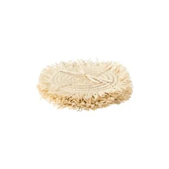 Xenos Onderzetters franje zand - set van 4 - ø10 cm- Onderzetters