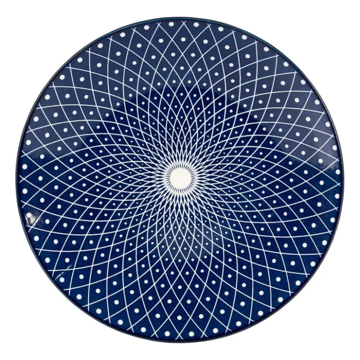 Xenos Ontbijtbord blue print - diamonds - ⌀21 cm- Borden