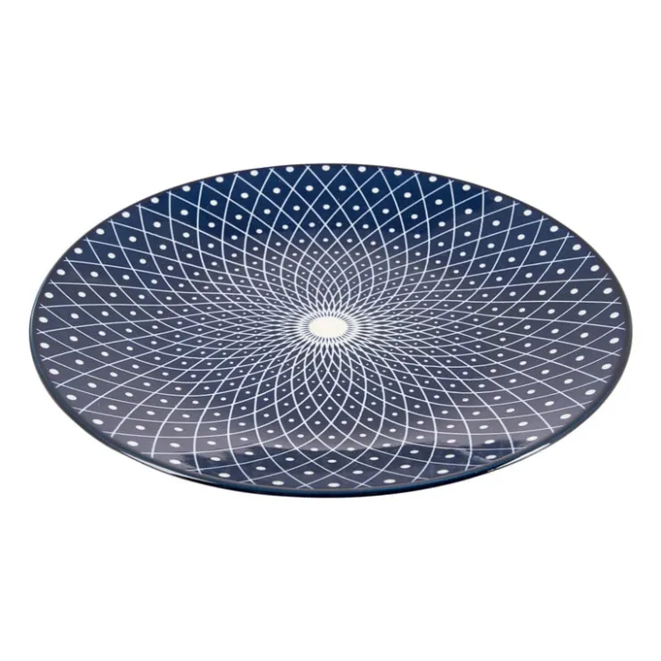 Xenos Ontbijtbord blue print - diamonds - ⌀21 cm- Borden