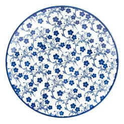 Xenos Ontbijtbord blue print - flowers - ⌀21 cm- Borden