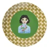 Xenos Ontbijtbord flower lady - geel/groen - ø21x2 cm- Borden