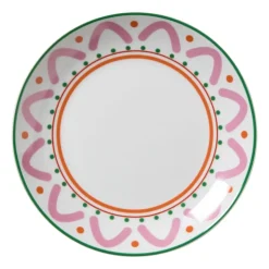 Xenos Ontbijtbord holly jolly - roze - ø20.6x2.5 cm- Borden